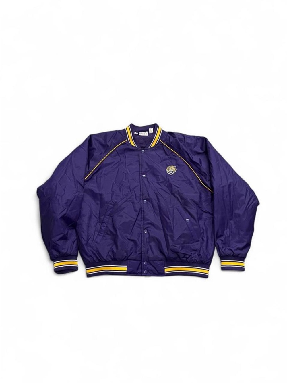 Vintage 90s Red Oak LSU Tigers Varisty Bomber Jacket Mens L Satin Windbreaker